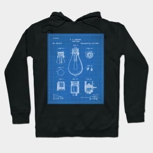 Edison Lamp Patent - New Homeowner Housewarming Decor Art - Blueprint Hoodie